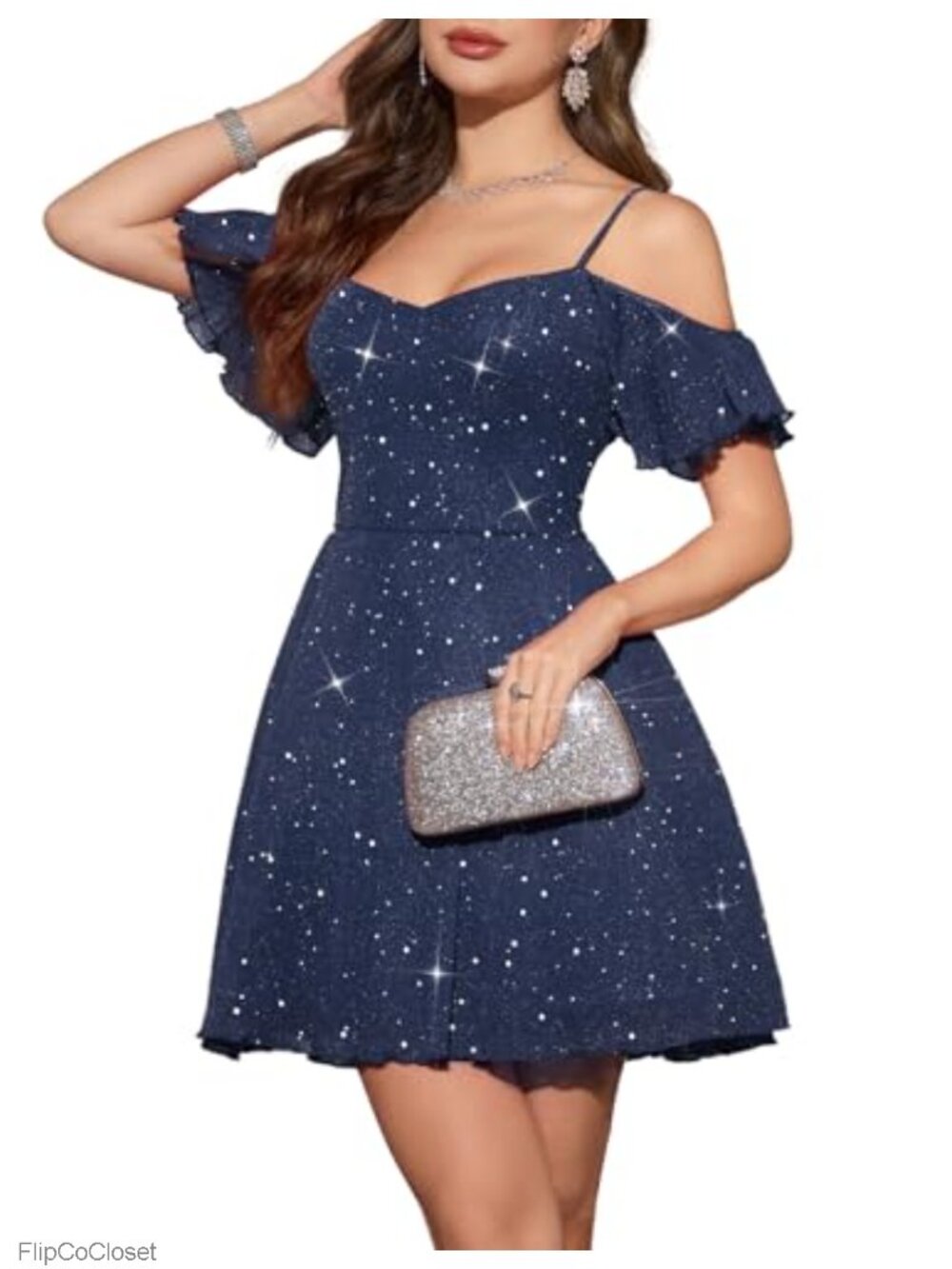 Sparkly Sequin Tulle A-Line Cocktail Dress Sweetheart Neckline Formal